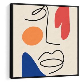 Obraz w ramie 50x50 - Rozbijające Granice Kształtów - abstrakcyjny obraz, przypomina twarz - rama czarna