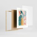 Plakat w ramie 30x40 - Kolorowe Pasmo - abstrakcyjne kwiaty w wazonie, pdastelowe kolory - rama drewno