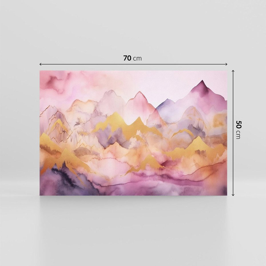 Obraz na płótnie 70x50 - Pastelowe Wzgórza - pastelowe, różowe góry