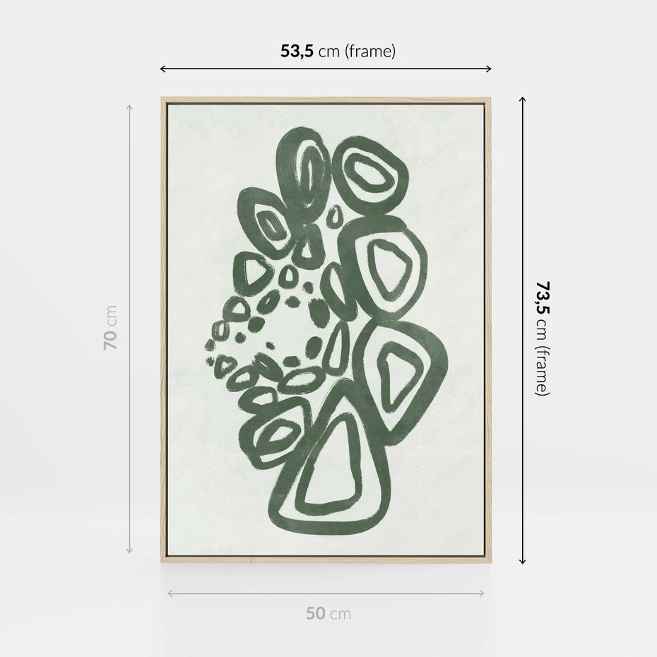 Obraz w ramie 50x70 - Migotliwe Widzenia Zieleni - zielona abstrakcja, zgaszona zieleń - rama drewno