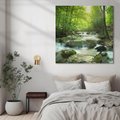 Obraz na płótnie 40x40 - Ukojenie strumienia: Spotkanie z naturą - strumyk, las