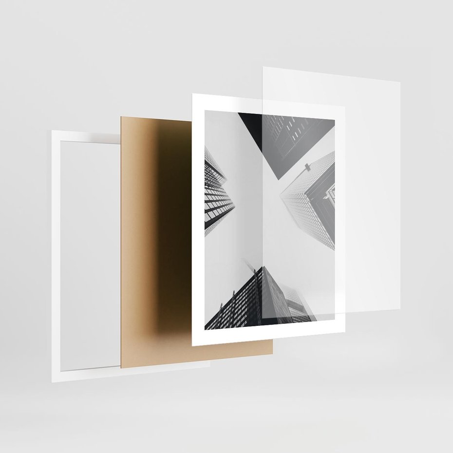 Plakat w ramie 40x50 - Nowoczesna Dynamika - perspektywa, wieżowce - rama biała