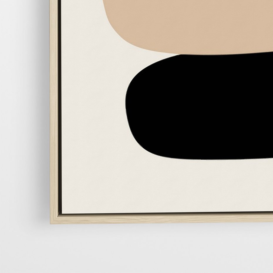 Obraz w ramie 50x70 - Zgeometryzowane Kształty - modernistyczny plakat, obłe kształty - rama drewno