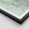 Plakat w ramie 50x70 - Spokojne Objęcia Natury - abstrakcja, zielony szkic - rama czarna