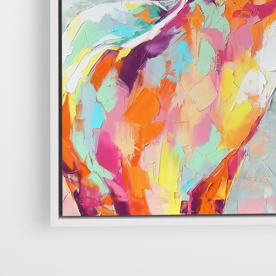 Obraz w ramie 50x50 - Impresje snów malarza - kolorowy olejny obraz, jeleń ryczący na rykowisku - rama biała