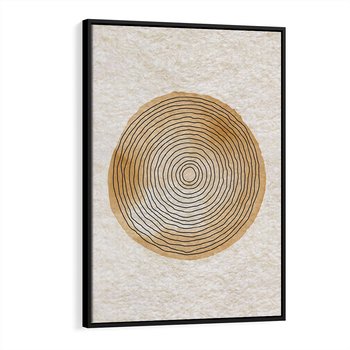 Obraz w ramie 70x100 - Zapisane w promieniach słońca - beżowe strukturalne tło, koła - rama czarna