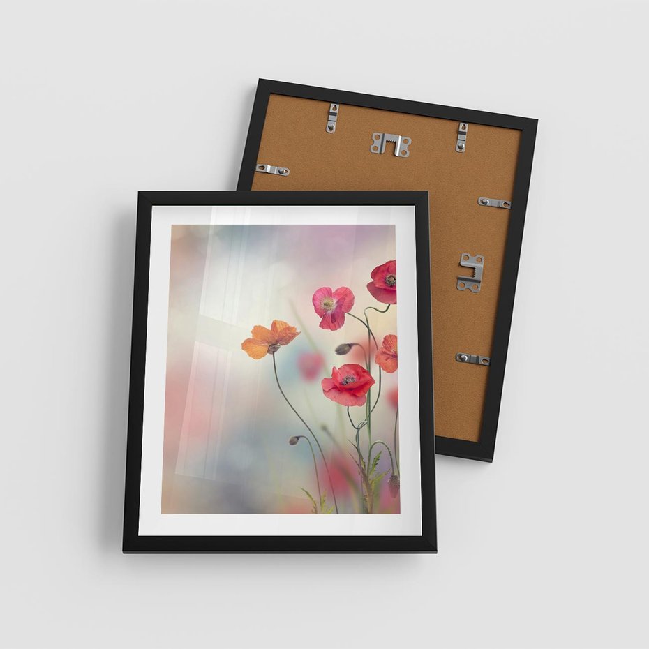 Plakat w ramie 40x50 - Urok natury - kwiaty, akwarela - rama czarna
