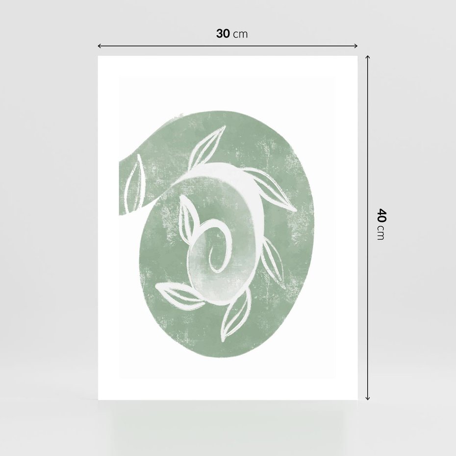 Plakat bez ramy 30x40 - Zielony Świat Odpoczynku - abstrakcyjny zielony motyw, skandynawski design