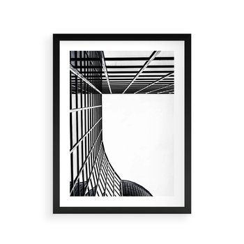Plakat w ramie 30x40 - Minimalizm Wysokości - architektura, czarno białe zdjęcie - rama czarna