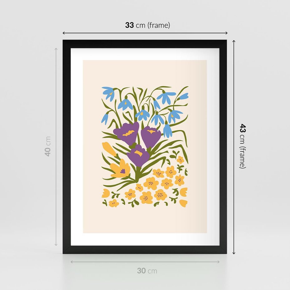 Plakat w ramie 30x40 - Kwiatowe Przenikanie - kwiaty, sztuka nowoczesna - rama czarna