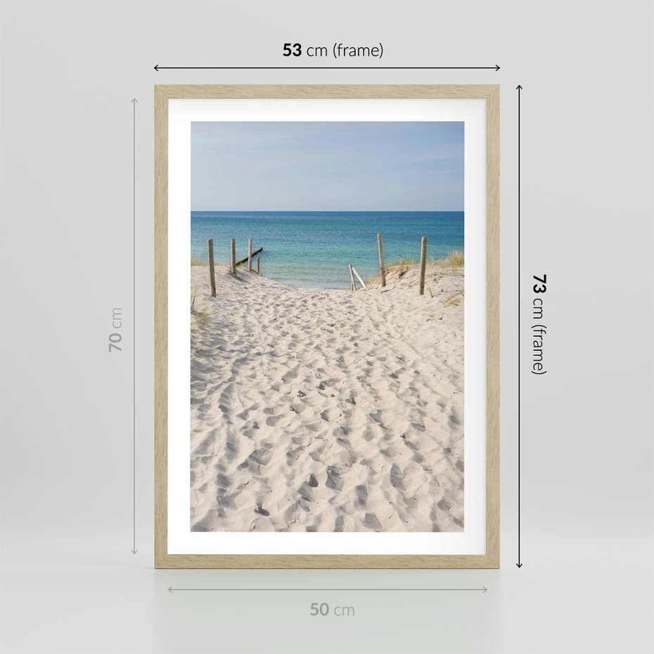 Plakat w ramie 50x70 - Harmonia plażowego morza - plaża, morze - rama drewno