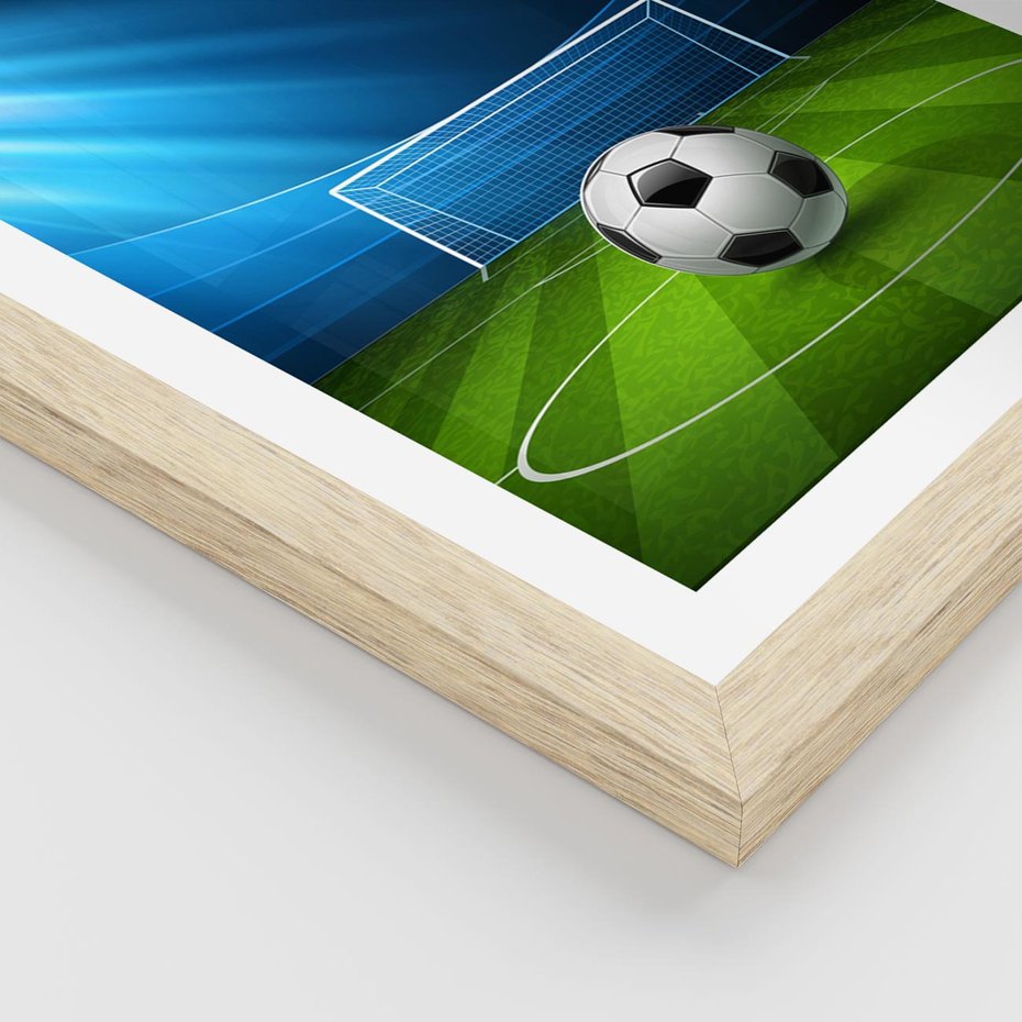 Plakat w ramie 50x70 - Piłkarska ekscytacja w momencie gola - piłka, nożna - rama drewno