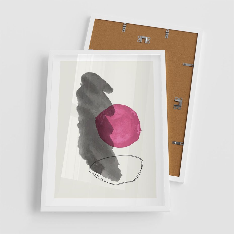 Plakat w ramie 50x70 - Bezczasowe Rytmy - abstrakcyjne nieregularne plamy, czarny - rama biała