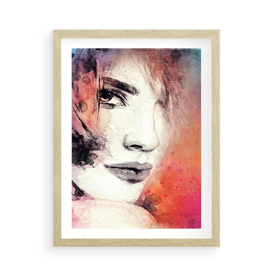Plakat w ramie 50x70 - Kobieta w sztuce - portret, kobieta - rama drewno