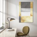 Obraz na płótnie 80x120 - Marmur w Geometrycznych Kształtach - geometryczne linie, złoto i szarość