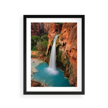 Plakat w ramie 30x40 - Wodospad wśród majestatycznych gór - wodospad, górski - rama czarna