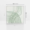 Obraz w ramie 50x50 - Migotliwa Spokojna Zieleń - zielony plakat, abstrakcyjne splątane linie - rama biała