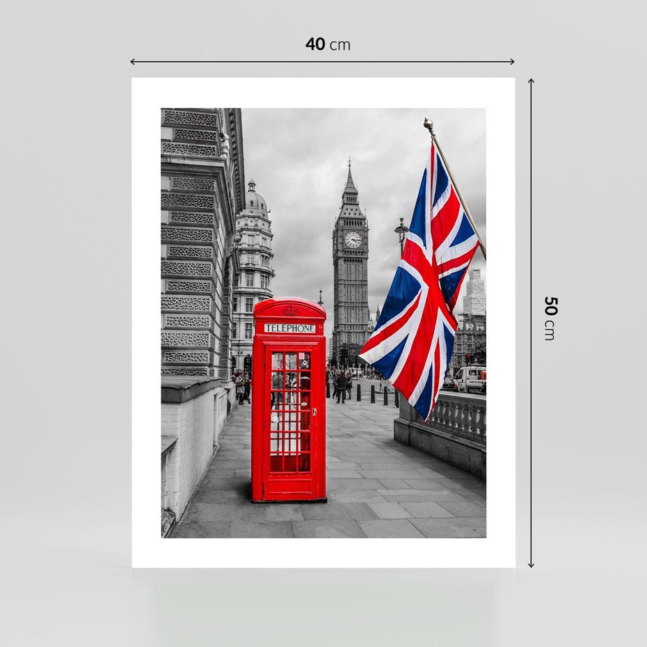 Plakat bez ramy 40x50 - Londyńska Budka przy Big Benie - Londyn, budka