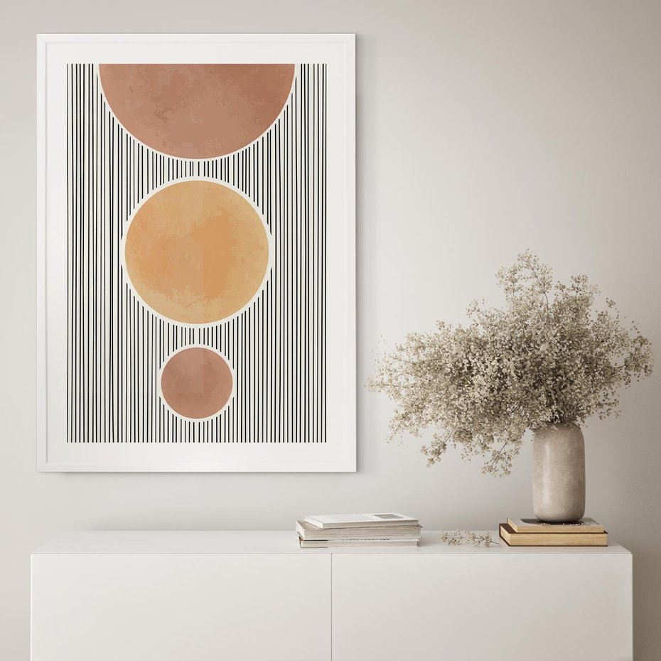 Plakat bez ramy 30x40 - Taniec Linii - abstrakcyjna nowoczesna sztuka, koła okręgi