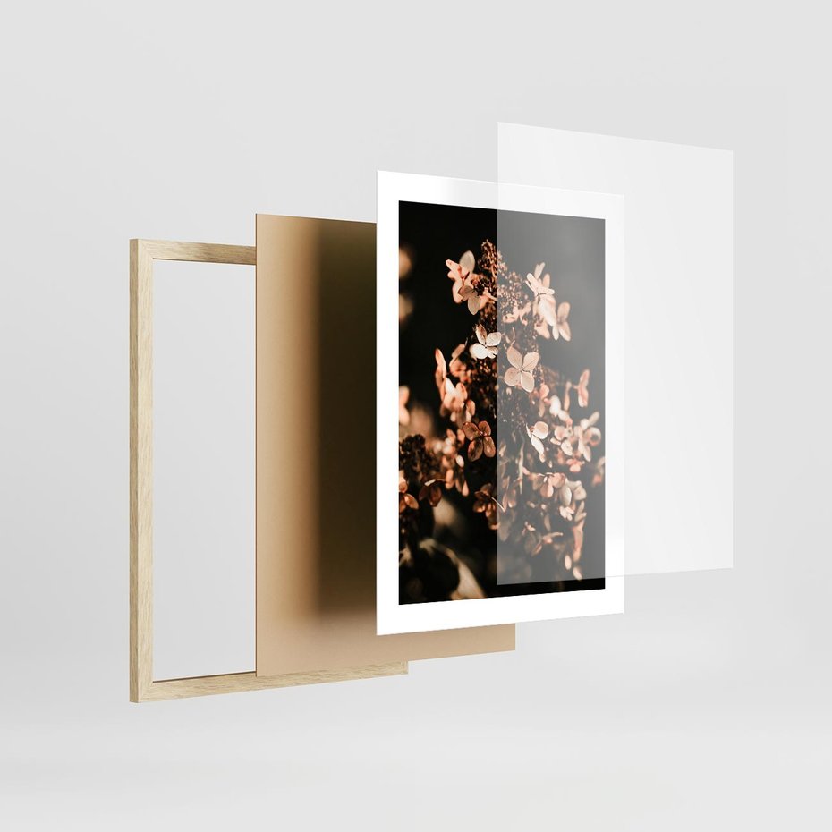 Plakat w ramie 30x40 - Hortensja - Suchy Kwiat w Sztuce - hortensja, suchy kwiat - rama drewno