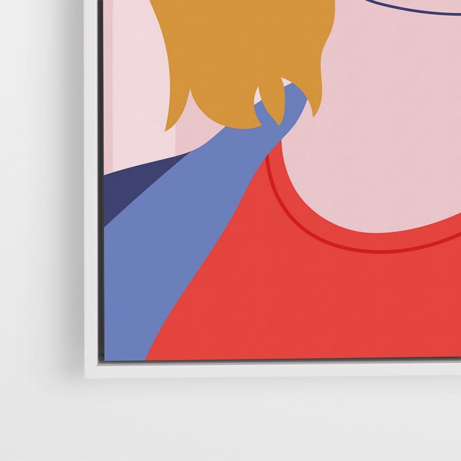 Obraz w ramie 80x80 - Kobieca Ekspresja - nowoczesny plakat, styl retro - rama biała