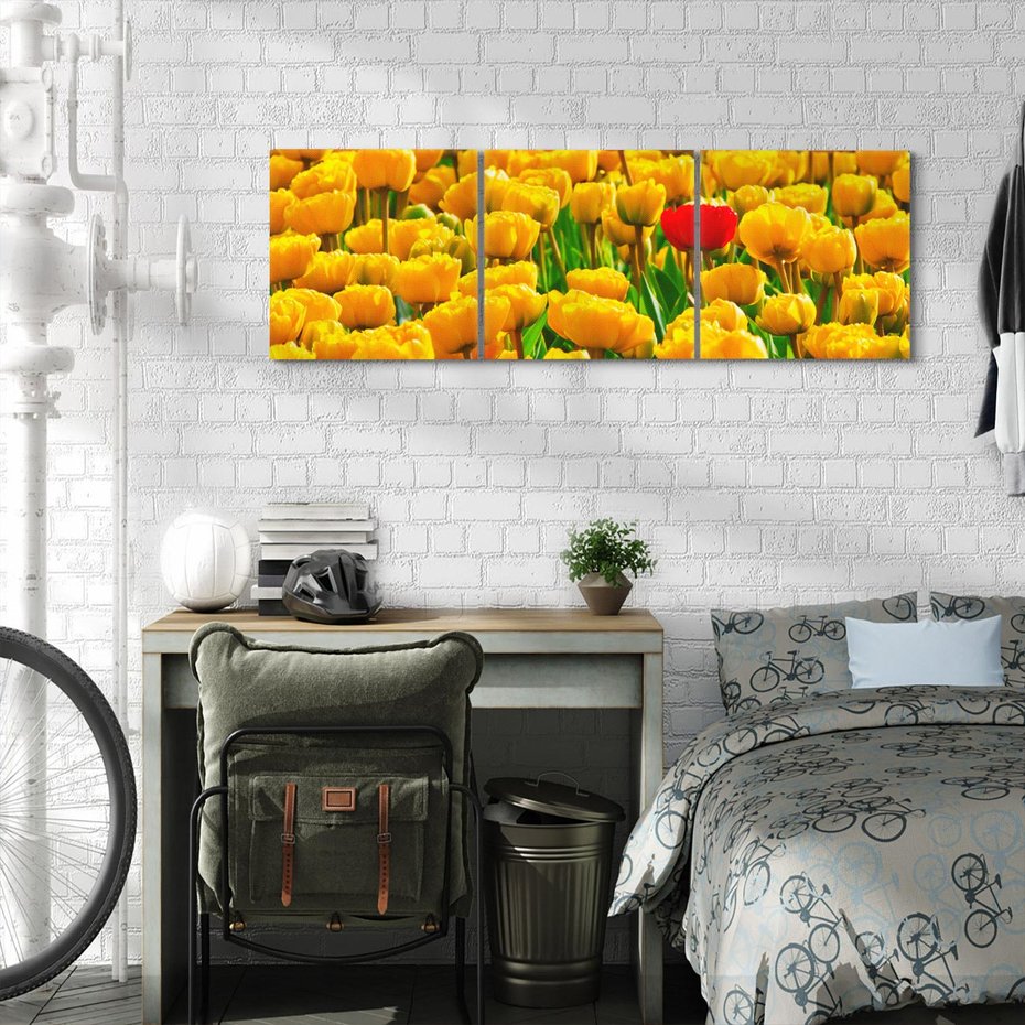 Obraz na płótnie 120x40 - kwiatowa elegancja - tulipany, kwiat