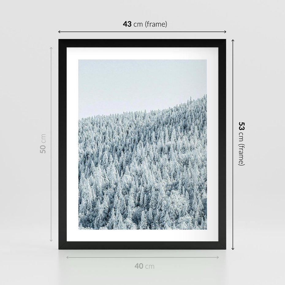 Plakat w ramie 40x50 - Cicha Zima - las, zima - rama czarna