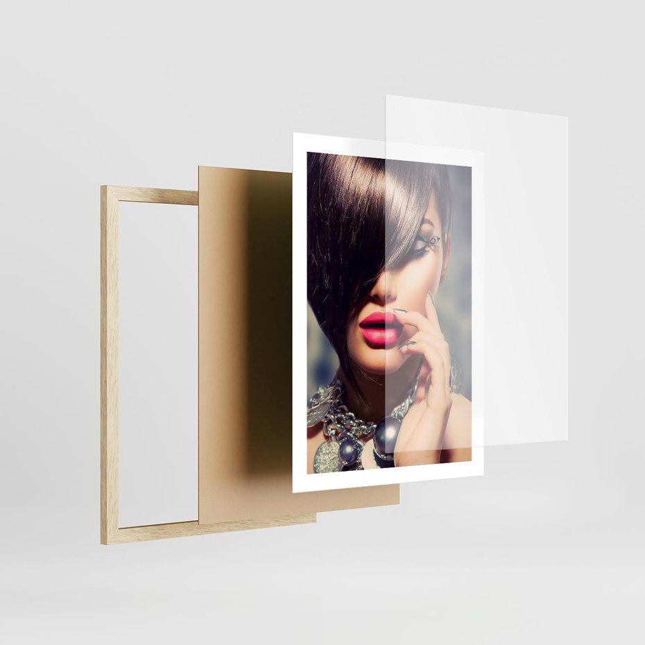 Plakat w ramie 50x70 - Kobiecy urok w makijażu i fryzurze - makijaż, fryzura - rama drewno