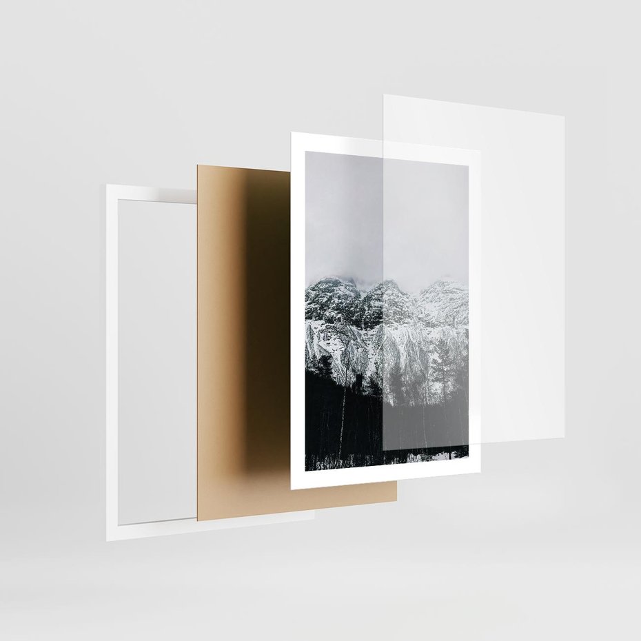 Plakat w ramie 50x70 - Zimowe Uroki Gór - góry ośnieżone, krajobraz górski - rama biała