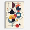 Obraz w ramie 50x70 - Rozbijające Barwne Granice - abstrakcyjna geometryczna kompozycja, koła linie - rama biała