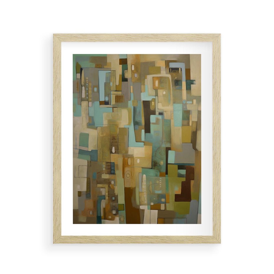 Plakat w ramie 40x50 - Kolorowe Wyobrażenia - abstrakcyjny obraz, mnogość kolorów - rama drewno