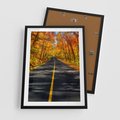 Plakat w ramie 50x70 - Droga przez jesienny las - droga, las - rama czarna