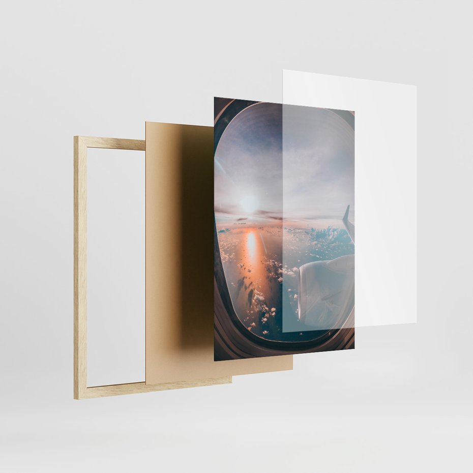 Zestaw obrazy w ramie 40x50 galeria - Samolot, zachód, podróż - rama drewno