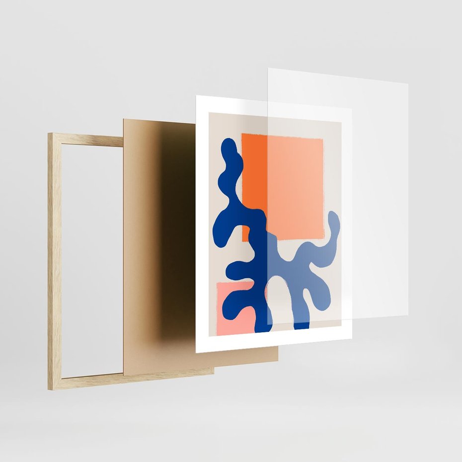Plakat w ramie 40x50 - Bezczasowe Pastelowe Plamy - abstrakcja, nowoczesny plakat - rama drewno