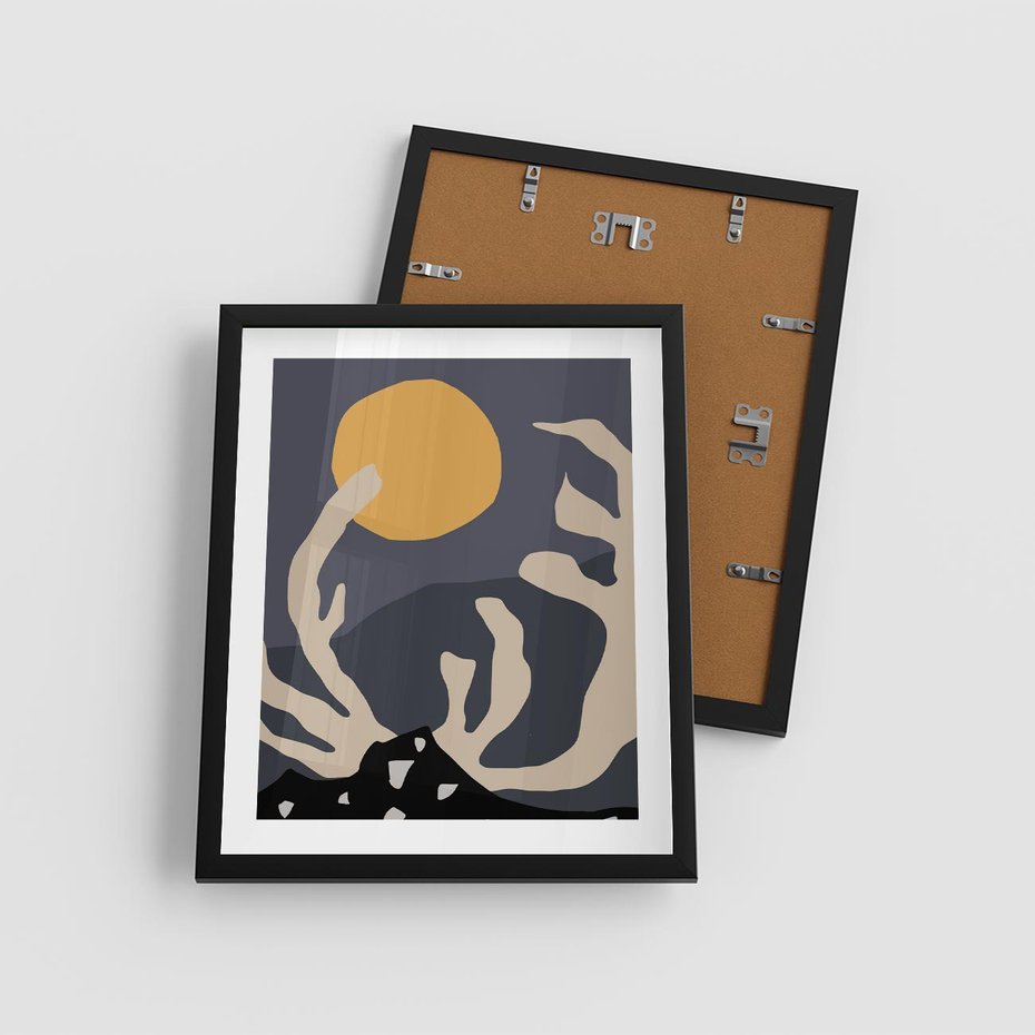 Plakat w ramie 40x50 - Tajemniczy Księżyc - nowoczesna sztuka, plakat - rama czarna