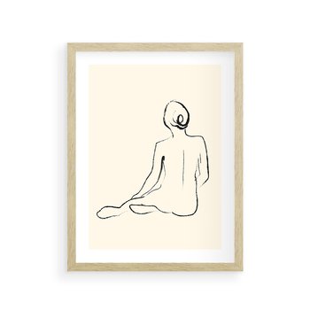 Plakat w ramie 30x40 - Akt w Minimalizmie - kobieta akt, minimalizm - rama drewno