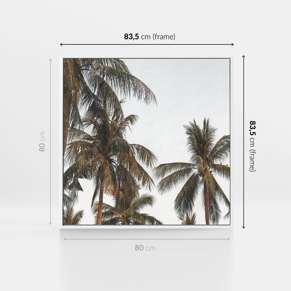 Obraz w ramie 80x80 - Palmy - tęsknota za Hawajami - palmy, Hawaje - rama biała