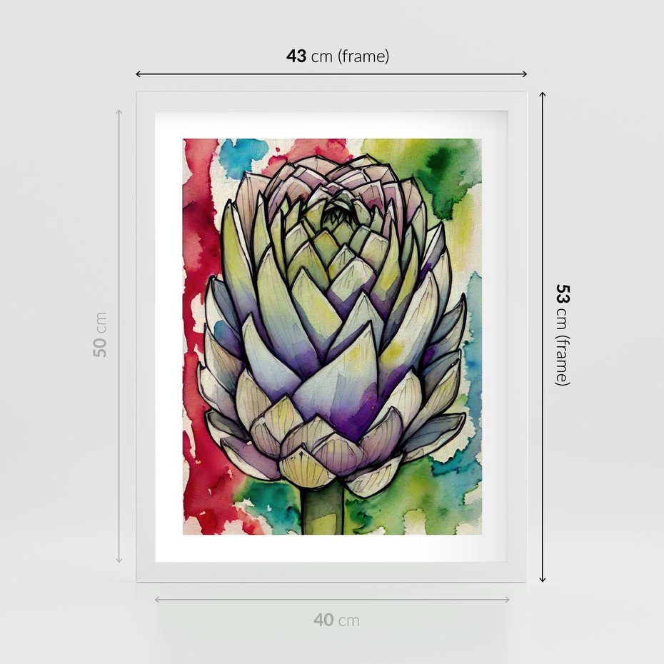 Plakat w ramie 40x50 - Zamknięte w Roślinie - abstrakcja, akwarela - rama biała