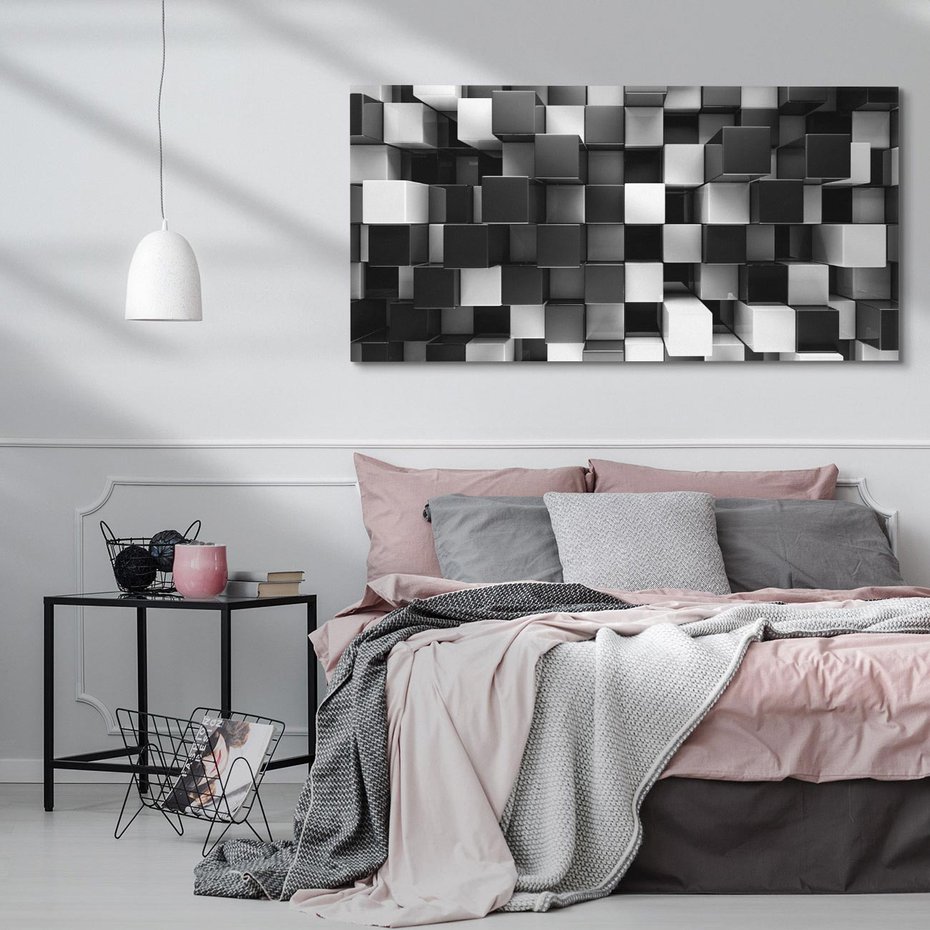 Obraz na płótnie 120x60 - Abstrakcyjna Szachownica: Gra Kolorów w 3D - 3D, abstrakcja