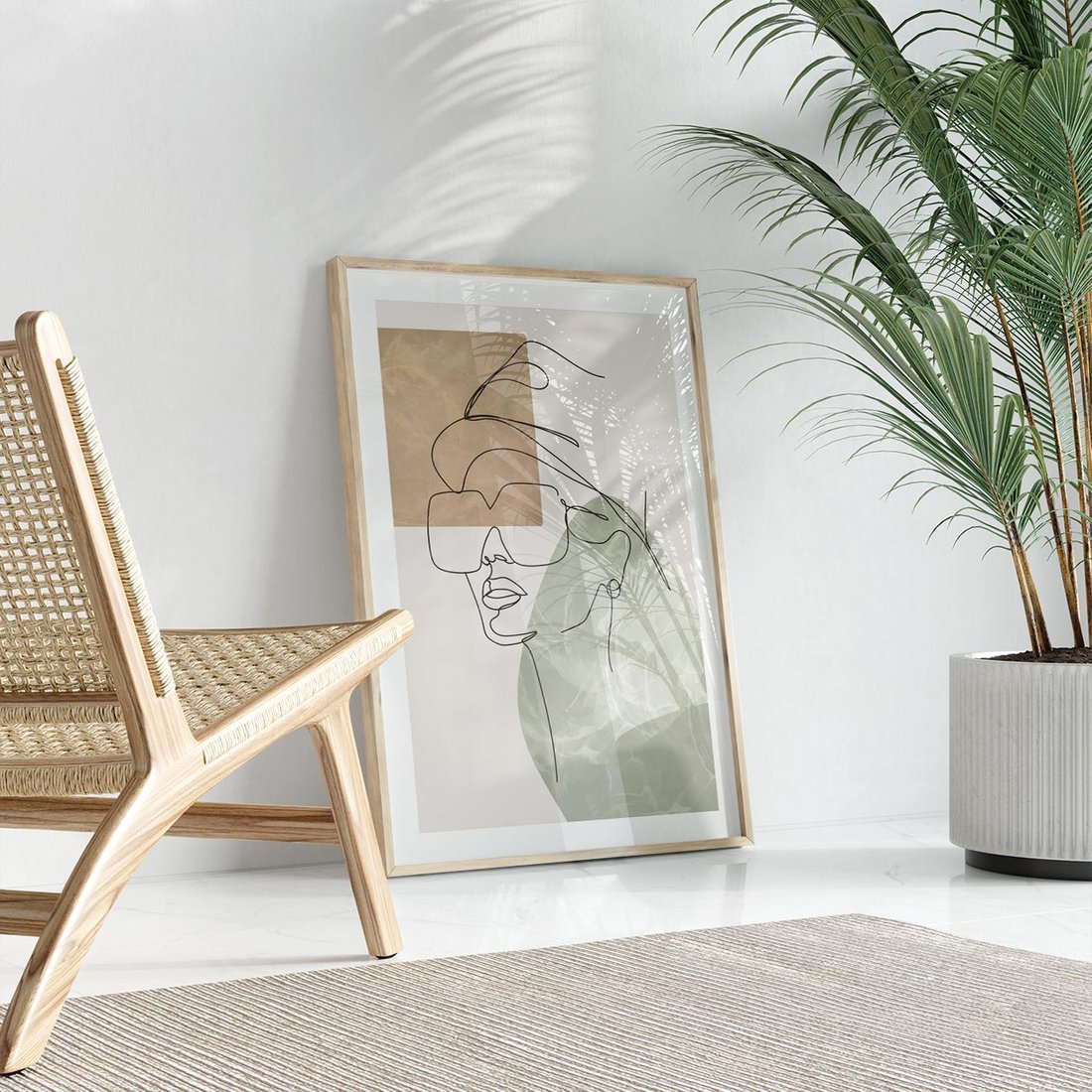 Plakat w ramie 50x70 - Geometria i Szkic - nowoczesny obraz, grafika - rama drewno