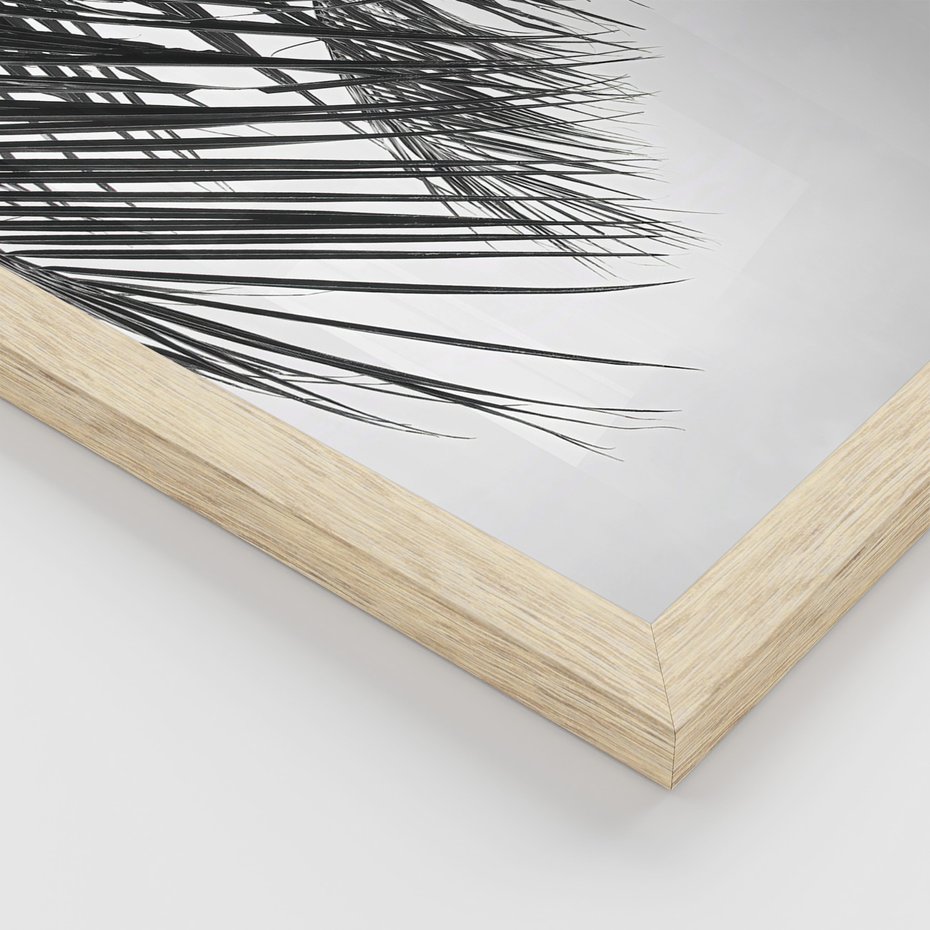 Zestaw obrazy w ramie 30x40 galeria - Palmy, liście, cytat, napis - rama drewno