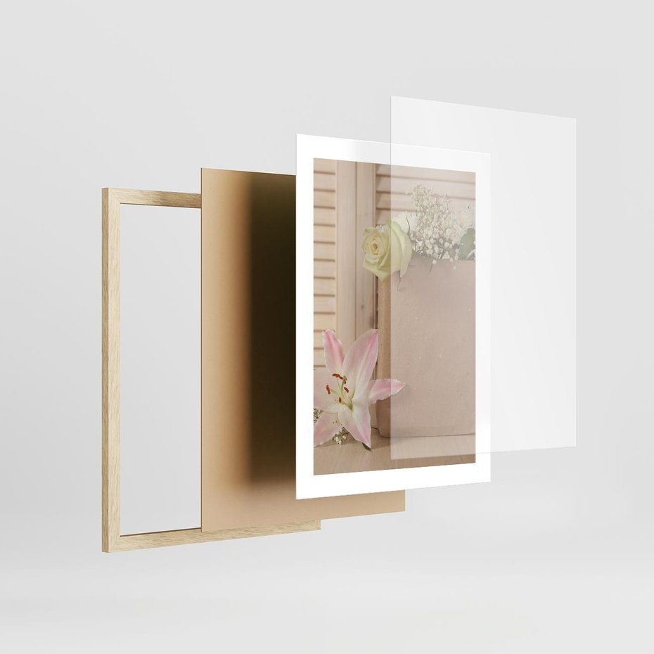 Plakat w ramie 30x40 - Elegancja W Prostocie - kwiaty, mnimalizm - rama drewno