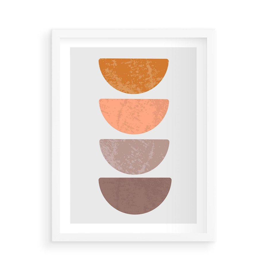 Plakat w ramie 50x70 - Minimalizm i Geometria - minimalistyczny obraz, mid-century styl - rama biała