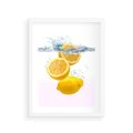 Plakat w ramie 30x40 - Świeże cytryny pełne smaku - cytryny, owoce - rama biała