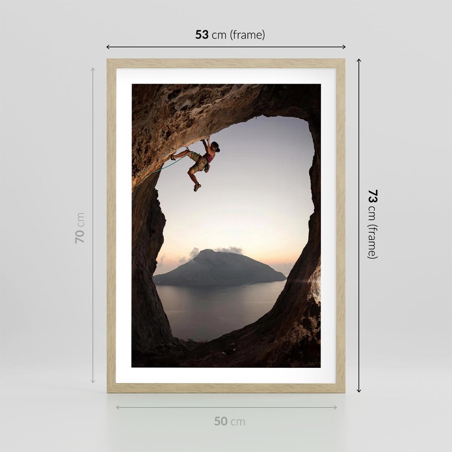 Plakat w ramie 50x70 - Wspinaczka na Wysokie Góry - wspinaczka, góry - rama drewno