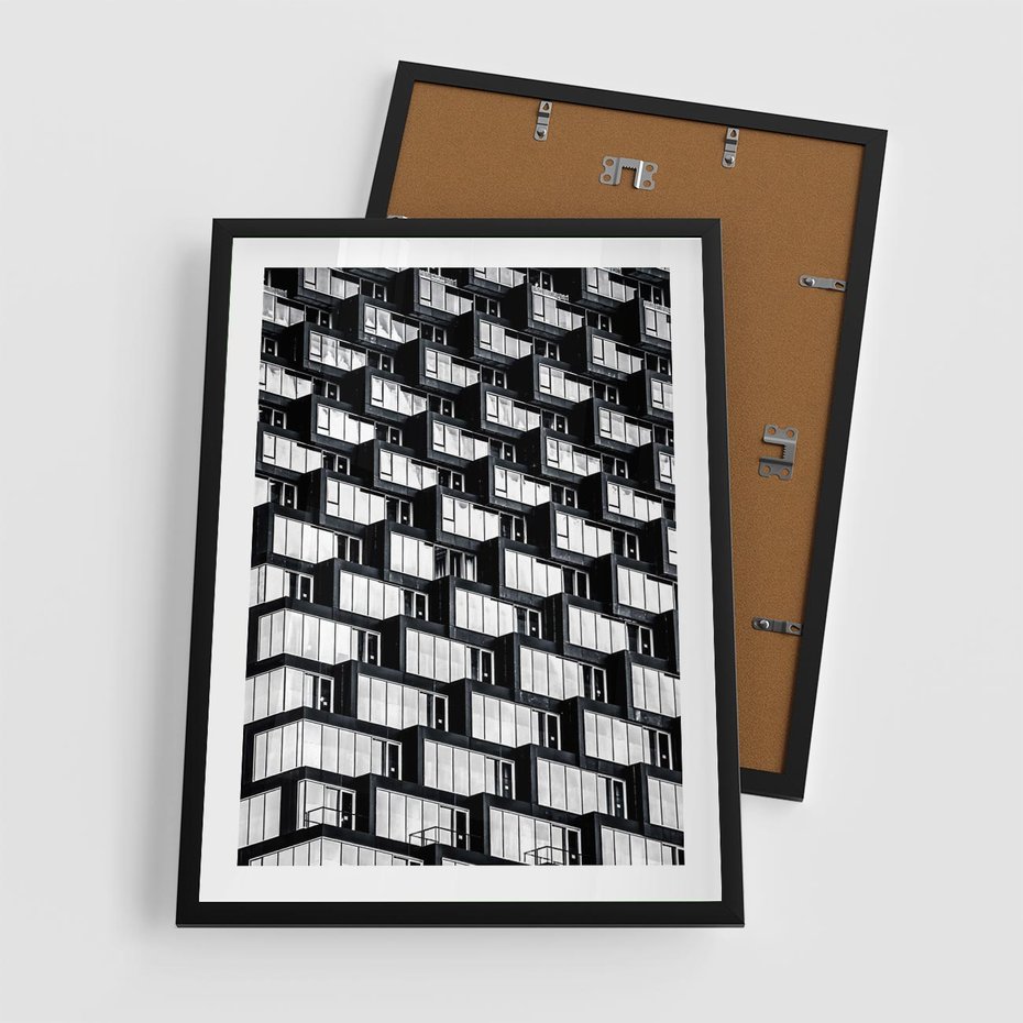 Plakat w ramie 50x70 - Elegancja Wysokości - architektura, wieżowiec - rama czarna