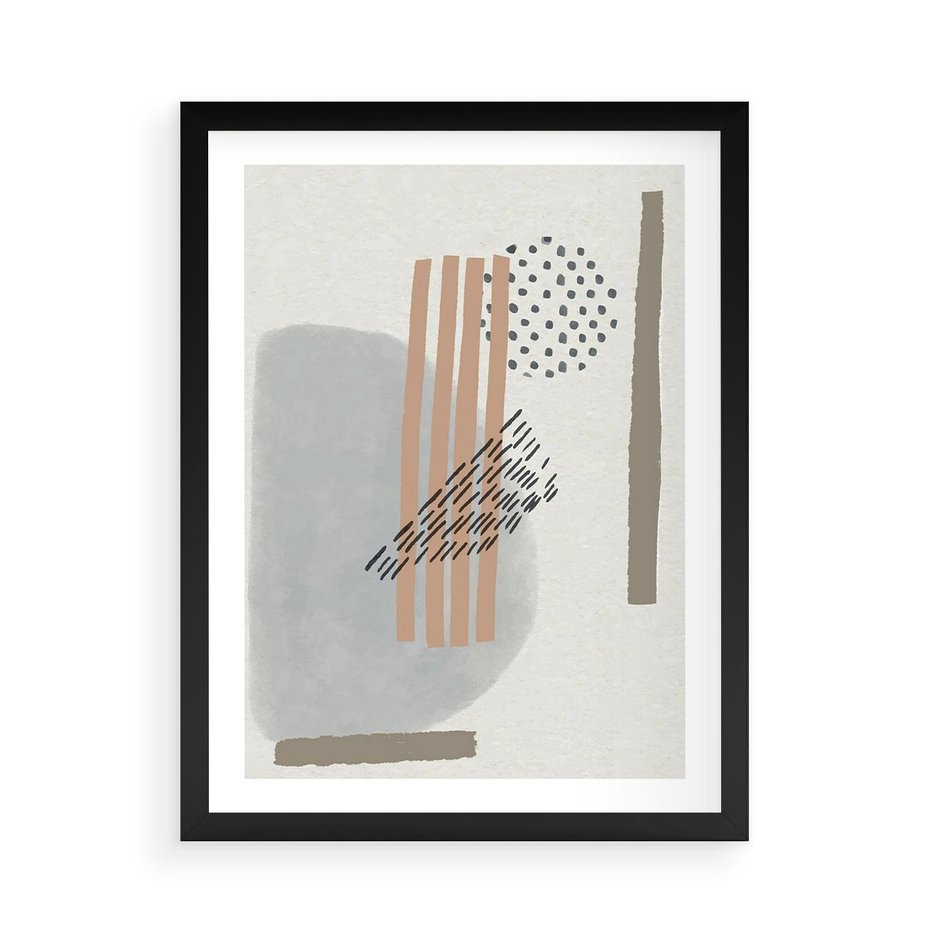 Plakat w ramie 50x70 - Nowoczesna Abstrakcja: Delikatne Beże - abstrakcja, nowoczesna sztuka - rama czarna
