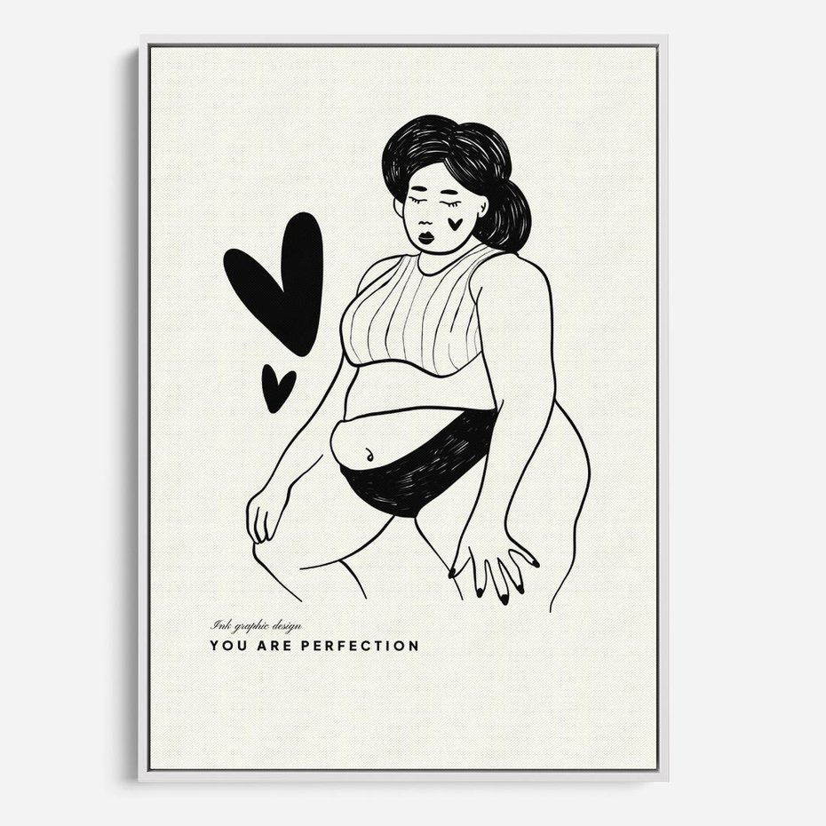 Obraz w ramie 70x100 - Wyrażenie Piękna - rysunek, sztuka nowoczesna - rama biała