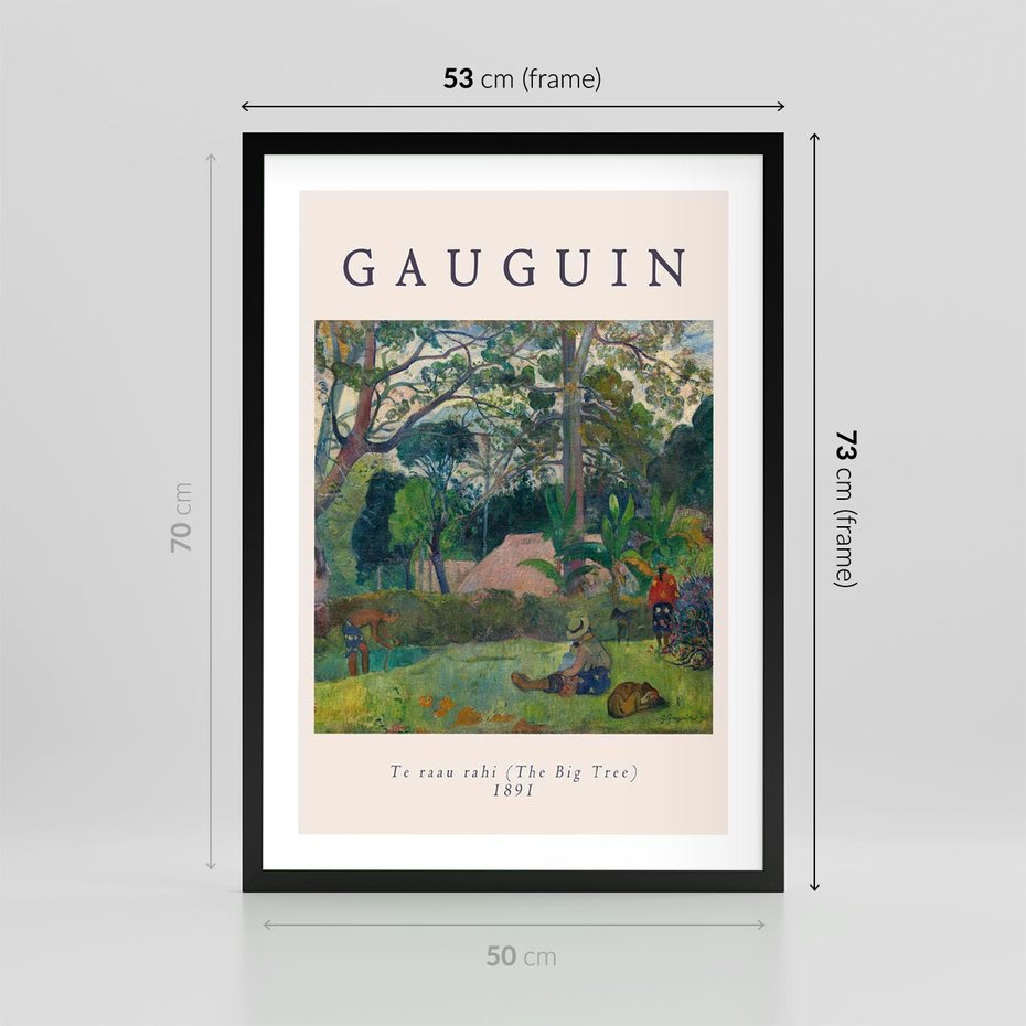 Plakat w ramie 50x70 - Gauguin: Reprodukcja i Typografia - Gauguin, reprodukcja - rama czarna