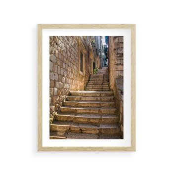 Plakat w ramie 50x70 - Uliczka: perspektywa miejskiego krajobrazu - uliczka, perspektywa - rama drewno